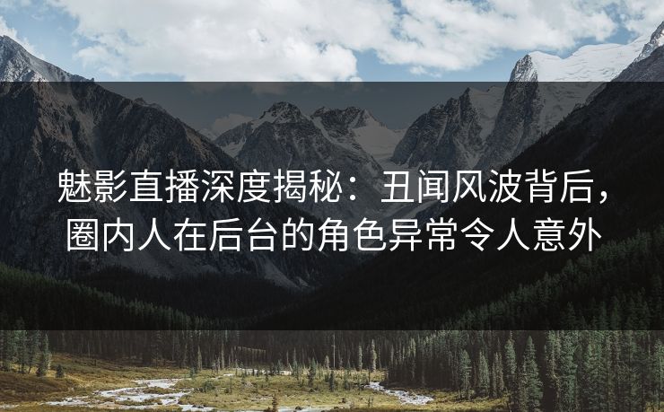 魅影直播深度揭秘：丑闻风波背后，圈内人在后台的角色异常令人意外