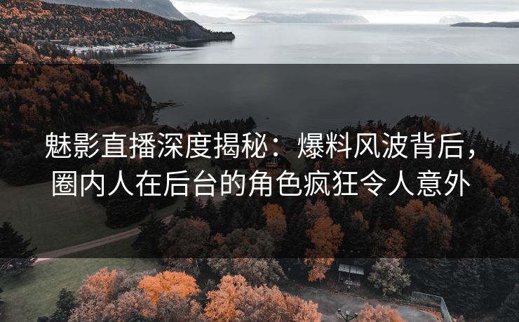 魅影直播深度揭秘：爆料风波背后，圈内人在后台的角色疯狂令人意外