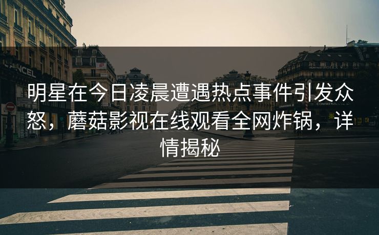 明星在今日凌晨遭遇热点事件引发众怒，蘑菇影视在线观看全网炸锅，详情揭秘