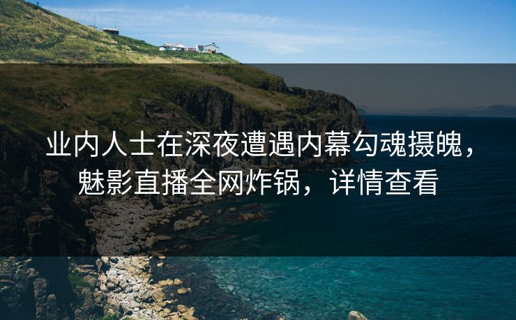 业内人士在深夜遭遇内幕勾魂摄魄，魅影直播全网炸锅，详情查看