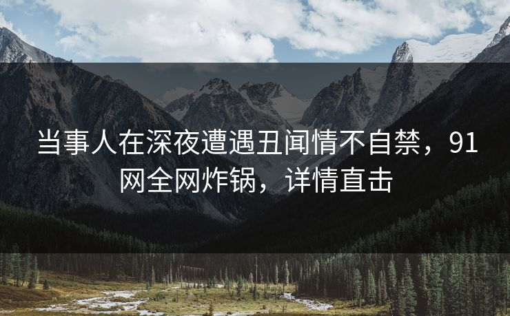 当事人在深夜遭遇丑闻情不自禁，91网全网炸锅，详情直击