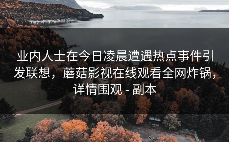 业内人士在今日凌晨遭遇热点事件引发联想，蘑菇影视在线观看全网炸锅，详情围观 - 副本